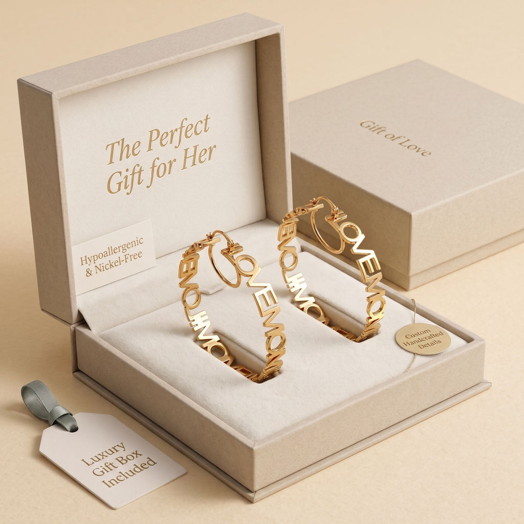 Custom Gold Hoop Earrings - gift box