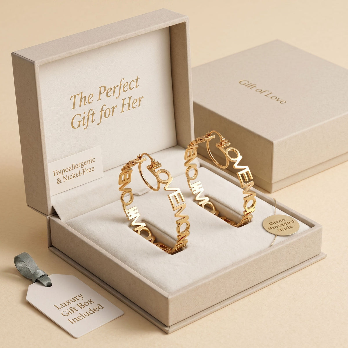 Custom Gold Hoop Earrings - gift box
