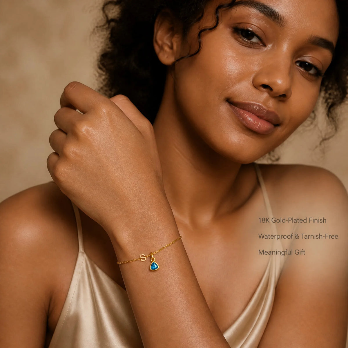 Personalized Initial Trillion Cut Birthstone Bracelet - gift box
