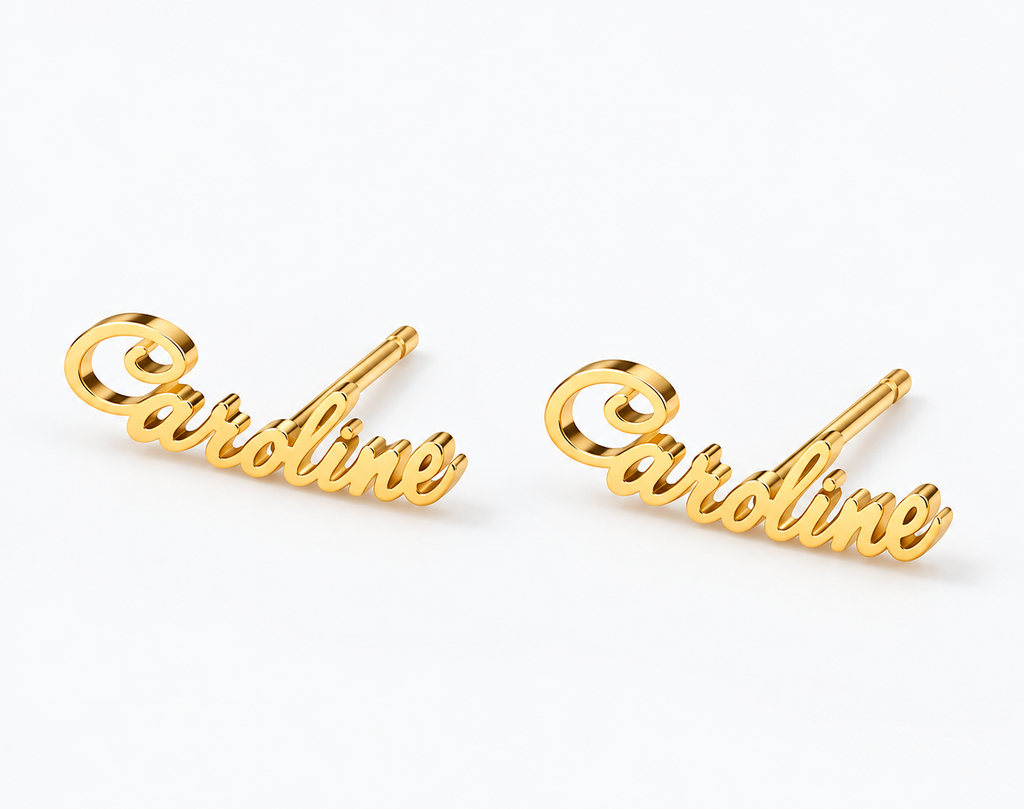 Custom Name Cursive Stud Earrings