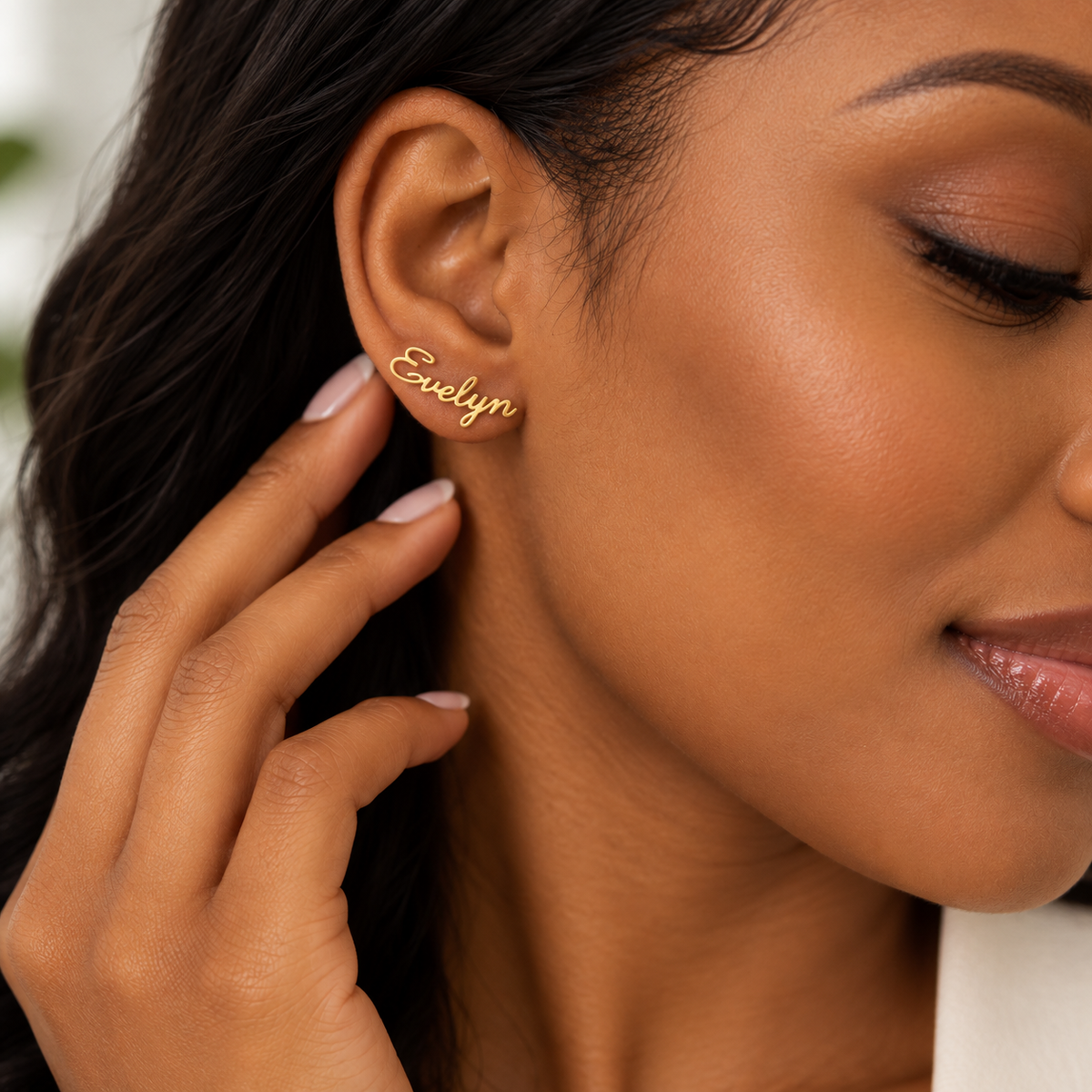 Custom Name Cursive Stud Earrings