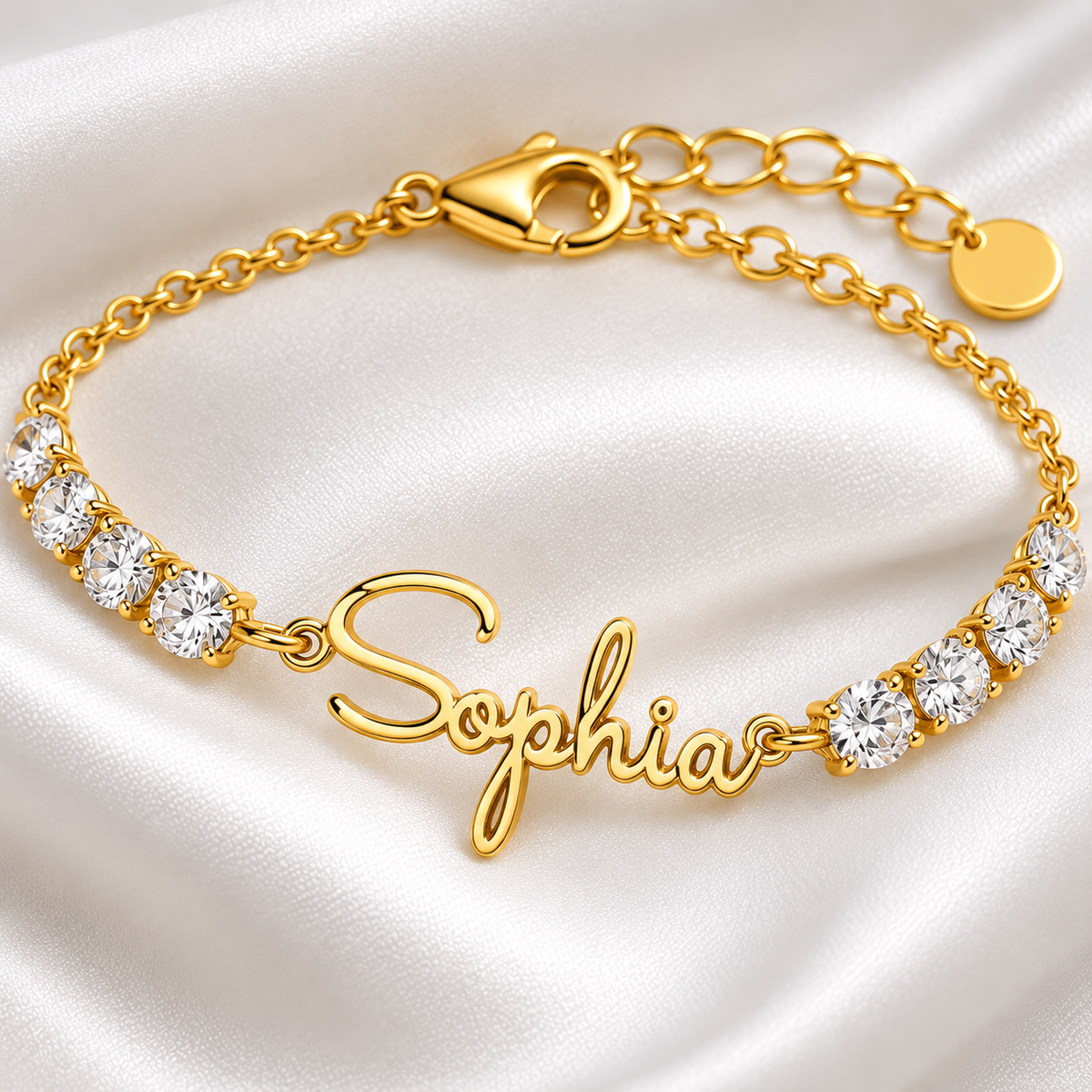 Custom Name Tennis Bracelet, Personalized CZ Script