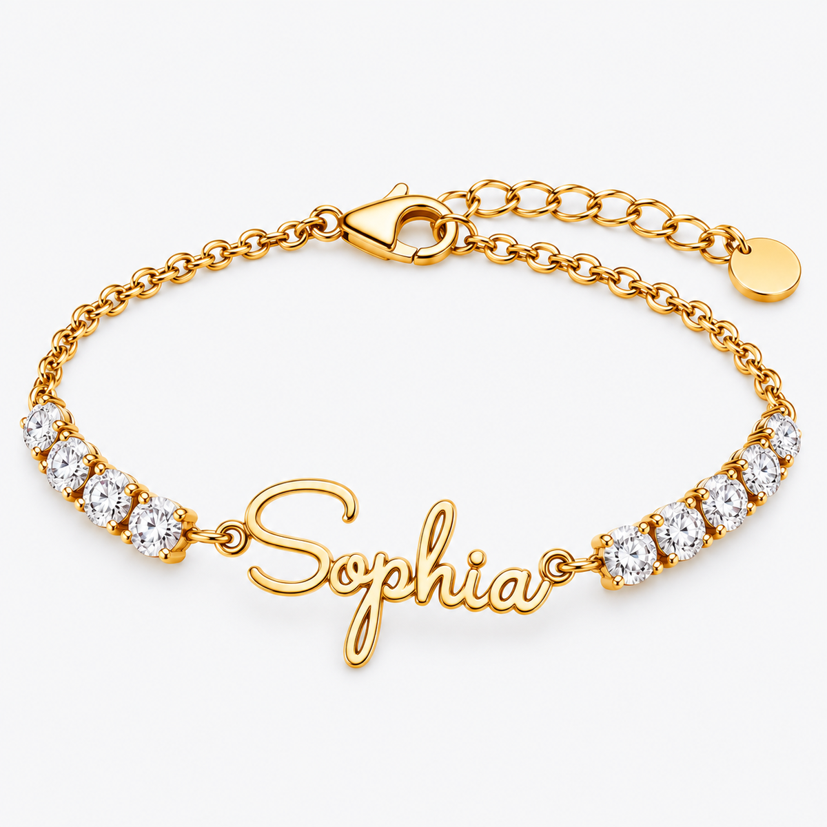 Custom Name Tennis Bracelet, Personalized CZ Script