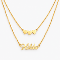 Custom Name Double-Layer Necklace with Heart Charm