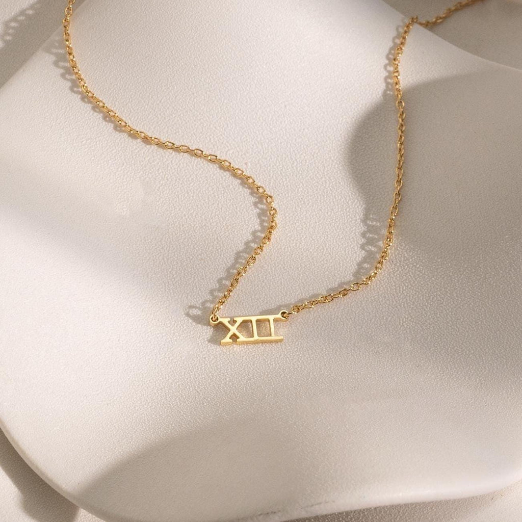 Custom Roman Numeral Necklace - macro 2