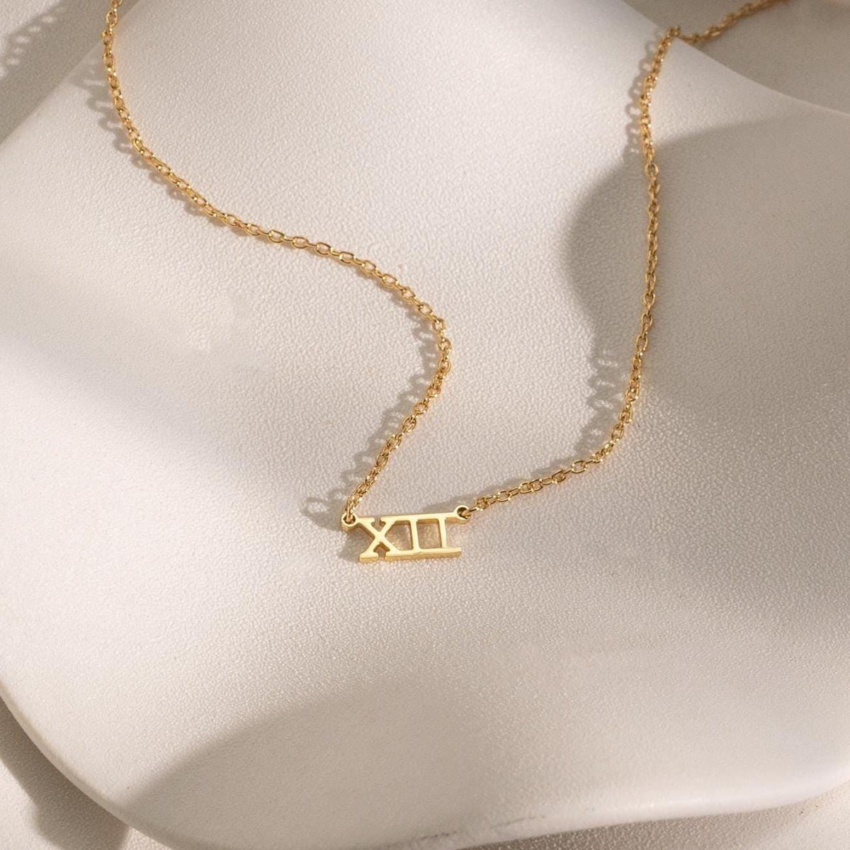 Custom Roman Numeral Necklace - macro 2