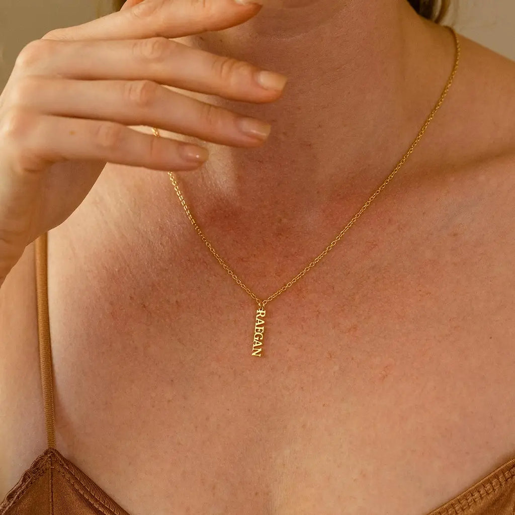 Custom Vertical Name Necklace - lifestyle