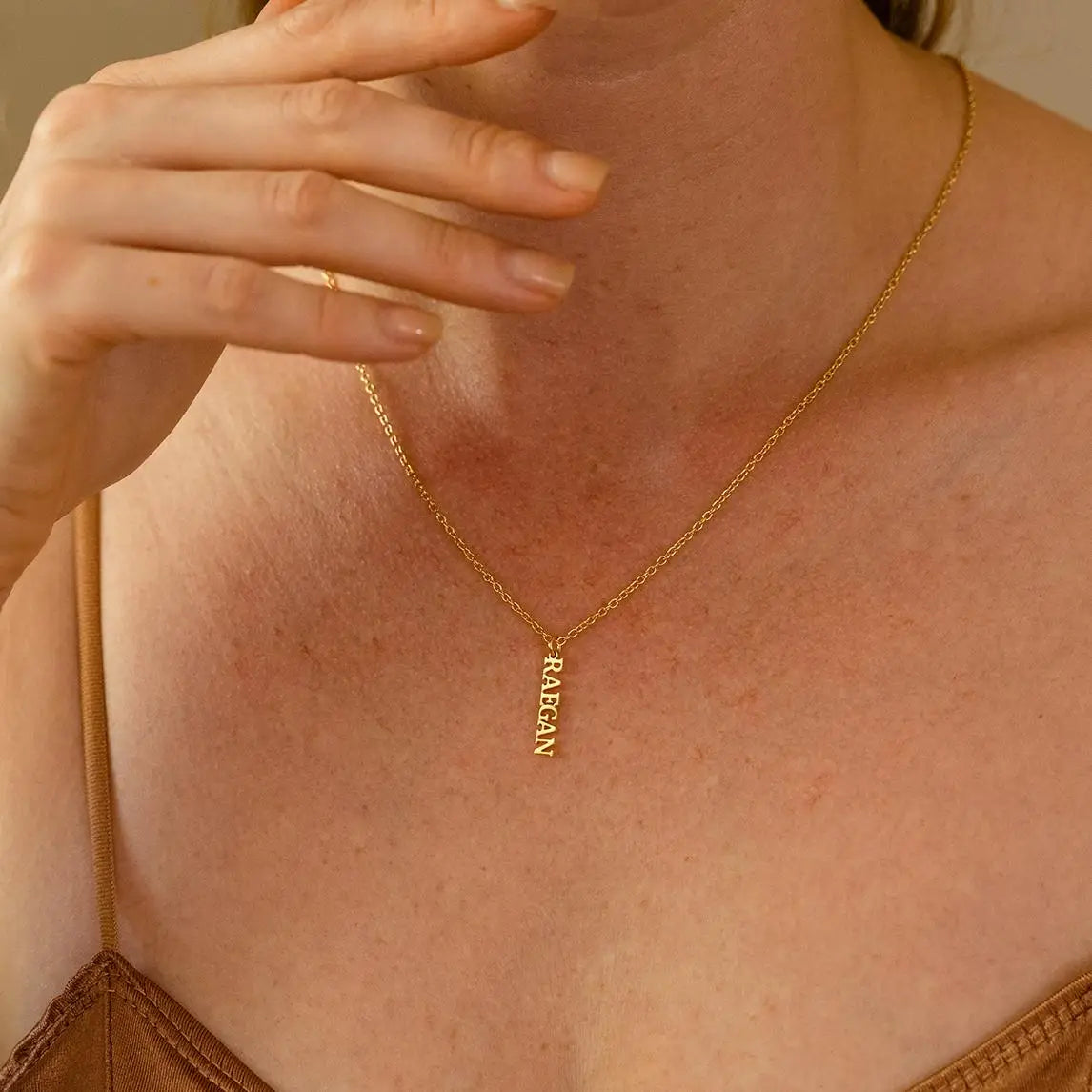 Custom Vertical Name Necklace - lifestyle