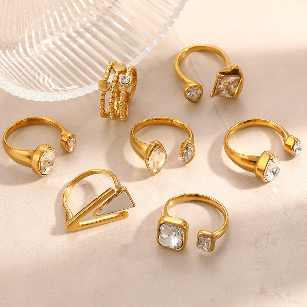 Stackable Rings Set Boho Cubic Zirconia - flat lay