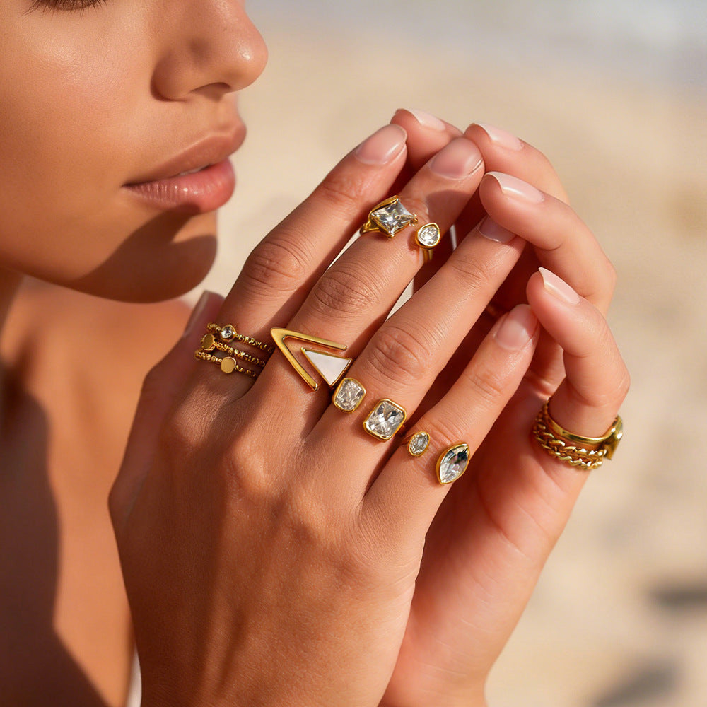 Stackable Rings Set Boho Cubic Zirconia - on hand