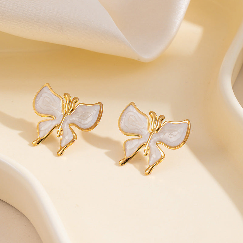 Enamel Butterfly Stud Earrings - macro