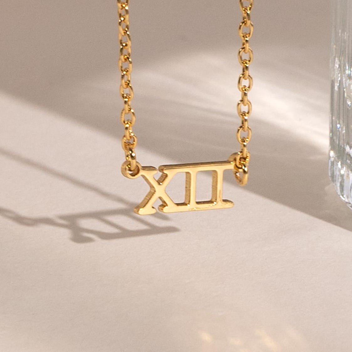 Custom Roman Numeral Necklace - macro 1
