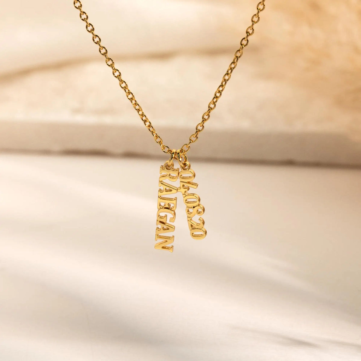 Custom Vertical Name Necklace - macro