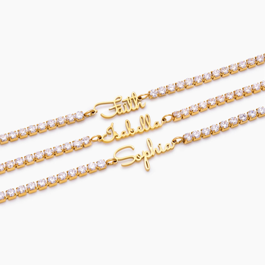 Custom Name Tennis Bracelet - flat lay