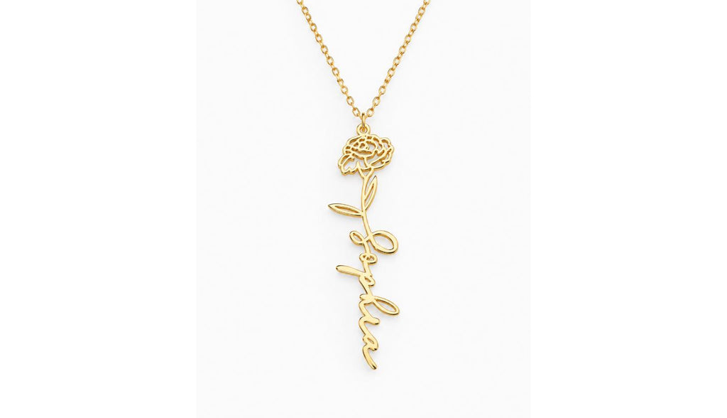 Custom Name Birth Flower Necklace