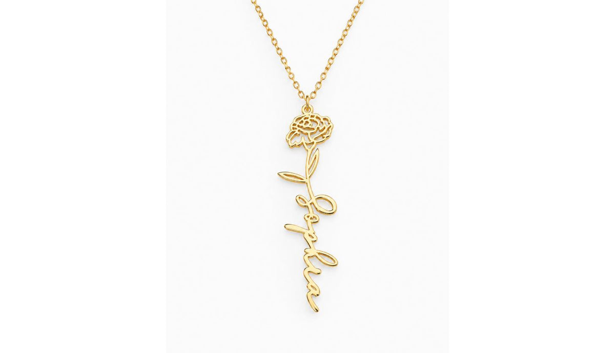 Custom Name Birth Flower Necklace