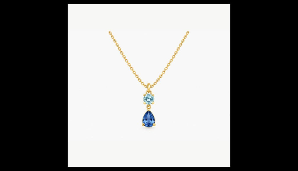 Personalized Birthstone Necklace, Teardrop 12 Months Stone