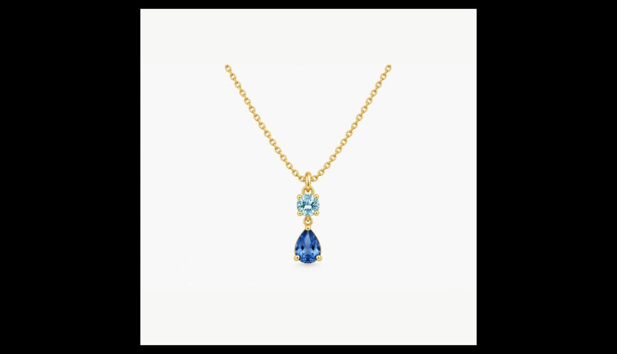 Personalized Birthstone Necklace, Teardrop 12 Months Stone