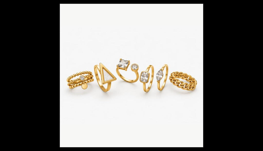 Stackable Rings Set, Boho Cubic Zirconia