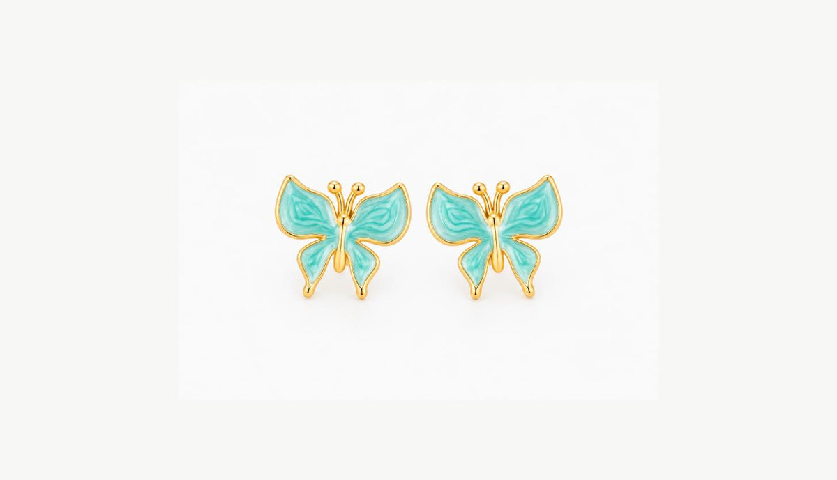 Enamel Butterfly Stud Earrings