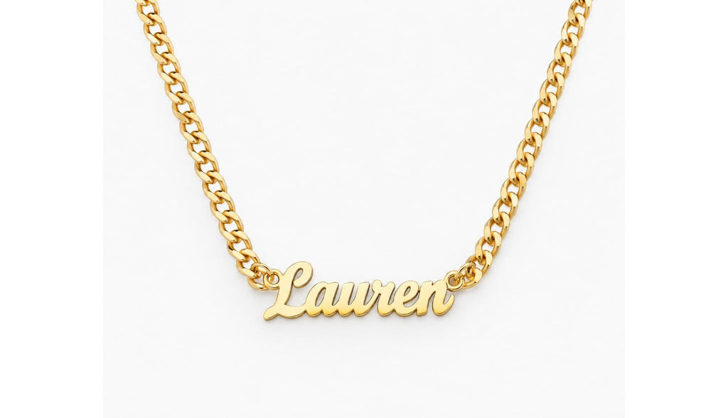 Custom Name Cuban Chain Necklace, Personalized Script Pendant