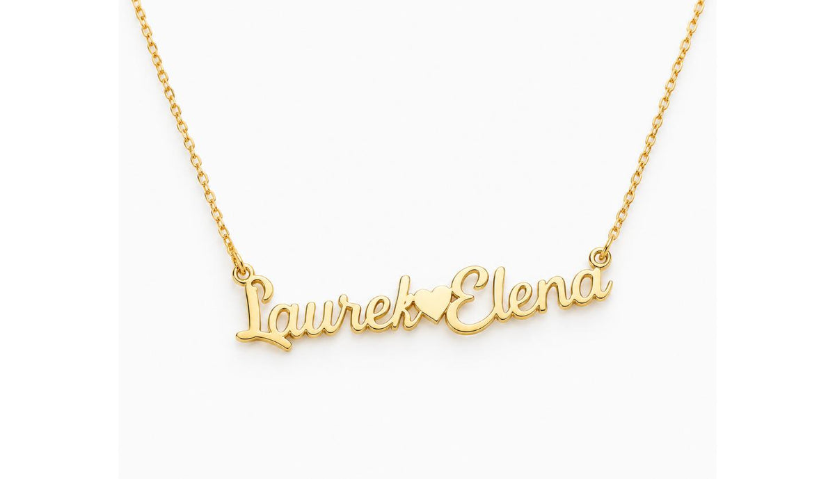 Custom Double Name Necklace with Heart Accent