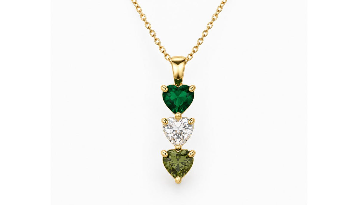 Custom Multiple Birthstones Heart Pendant Necklace