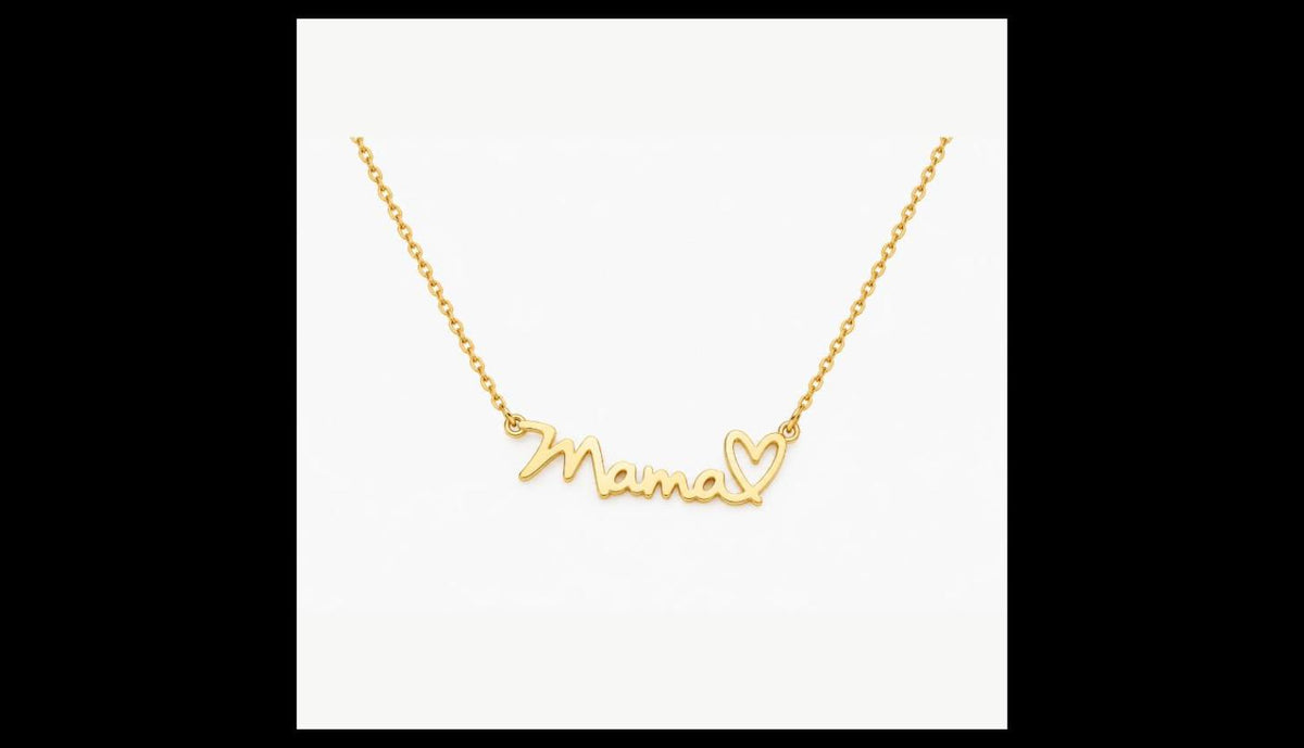 Mama Heart Script Necklace