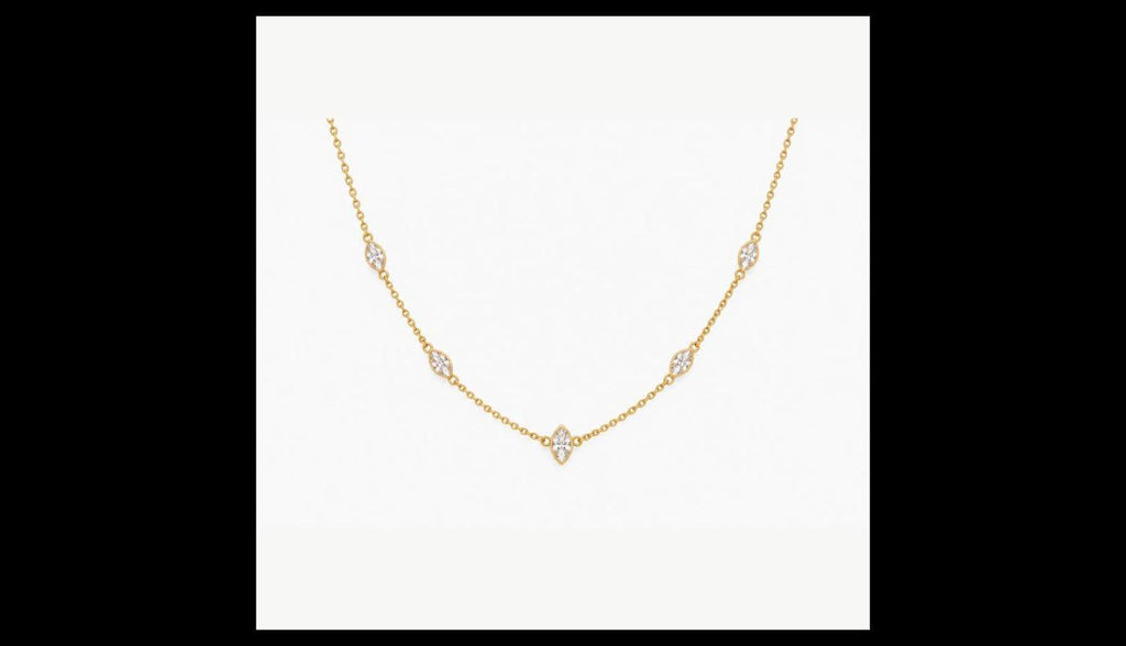 Minimalist Gold Marquise CZ Station Choker Necklace
