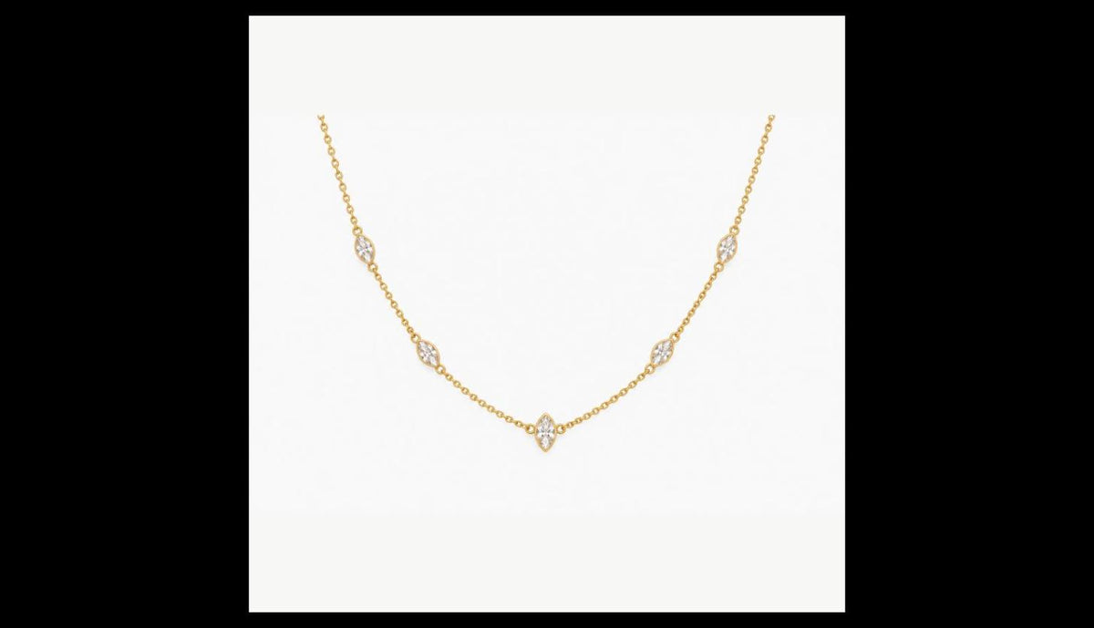 Minimalist Gold Marquise CZ Station Choker Necklace