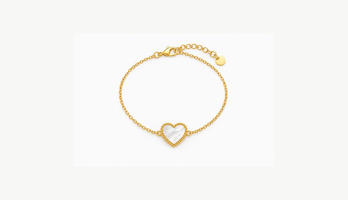 Gold Plated Mother of Pearl Heart Bracelet