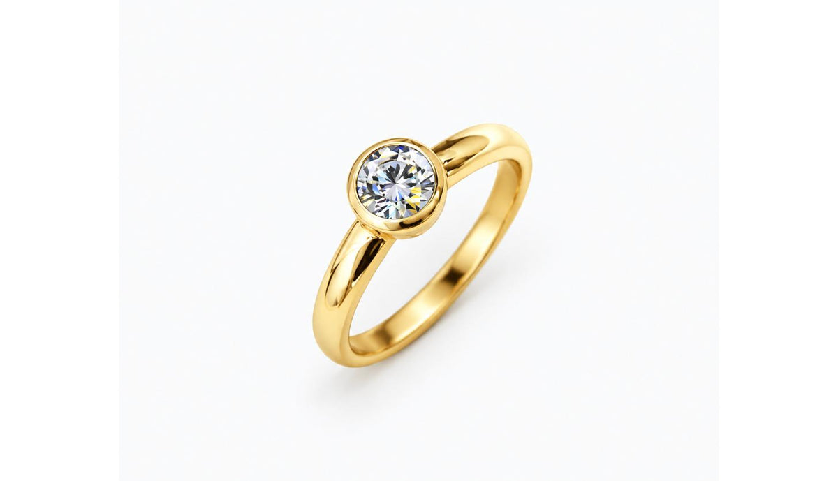 18K Gold Plated Adjustable Open Ring with Cubic Zirconia