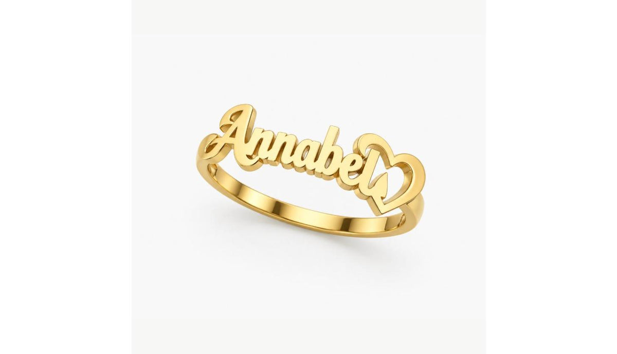 Custom Name Script Ring, 18K Gold Plated
