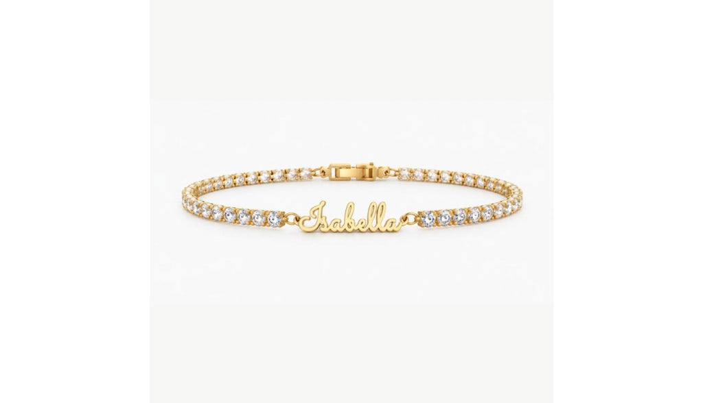 Custom Name Tennis Bracelet, Personalized CZ Script