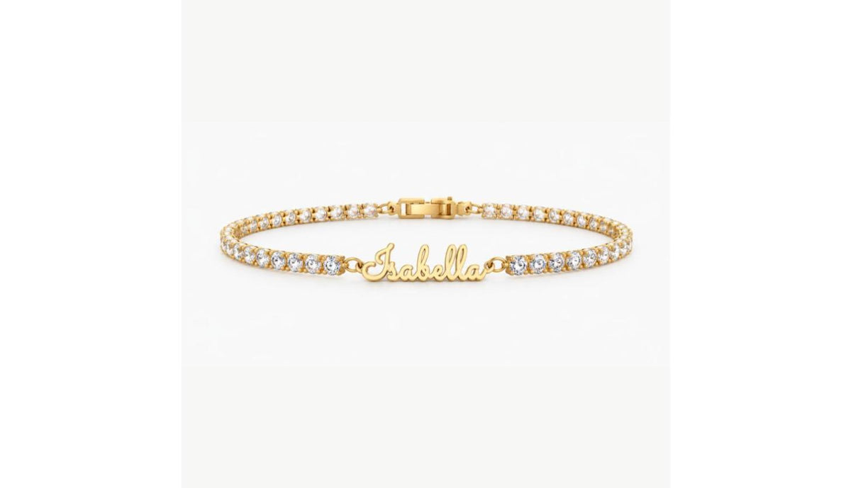 Custom Name Tennis Bracelet, Personalized CZ Script