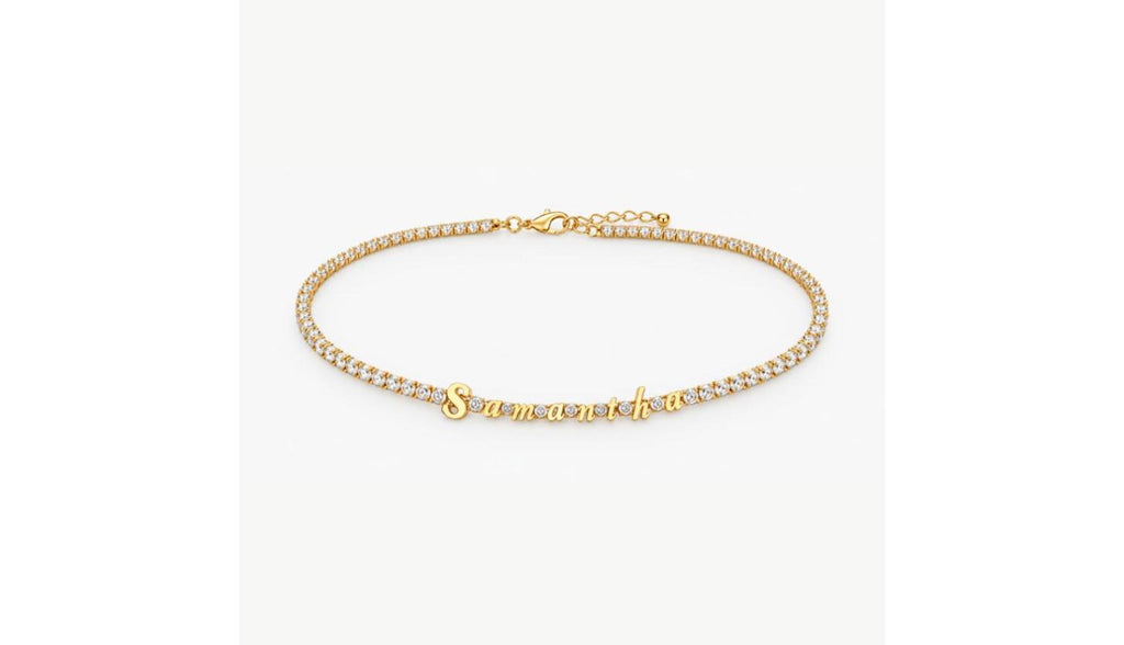 Custom Name Tennis Necklace, Personalized Letter CZ Chain