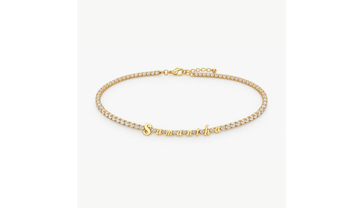Custom Name Tennis Necklace, Personalized Letter CZ Chain