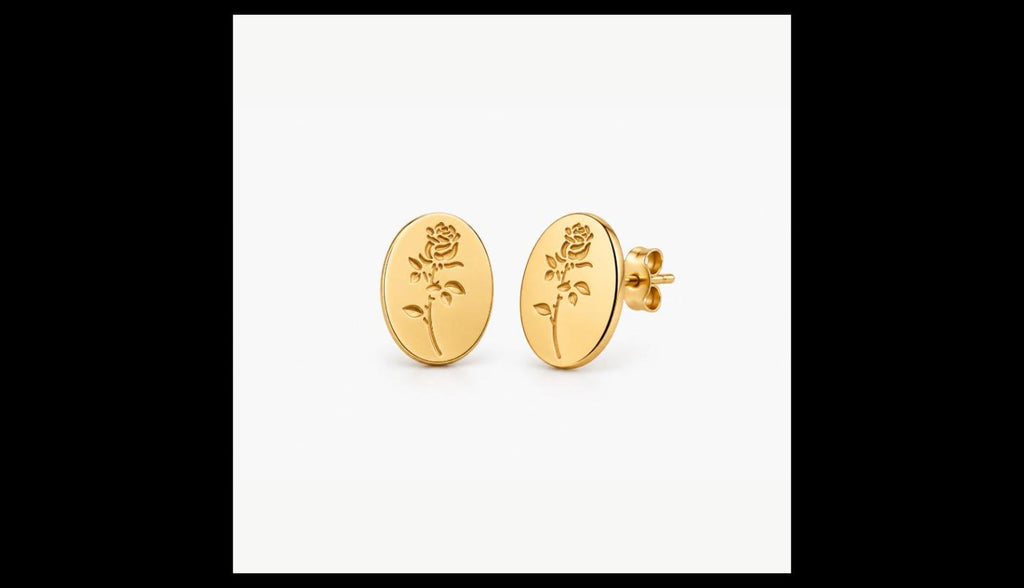 Vintage Rose Medallion Stud Earrings