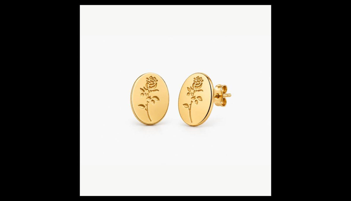 Vintage Rose Medallion Stud Earrings