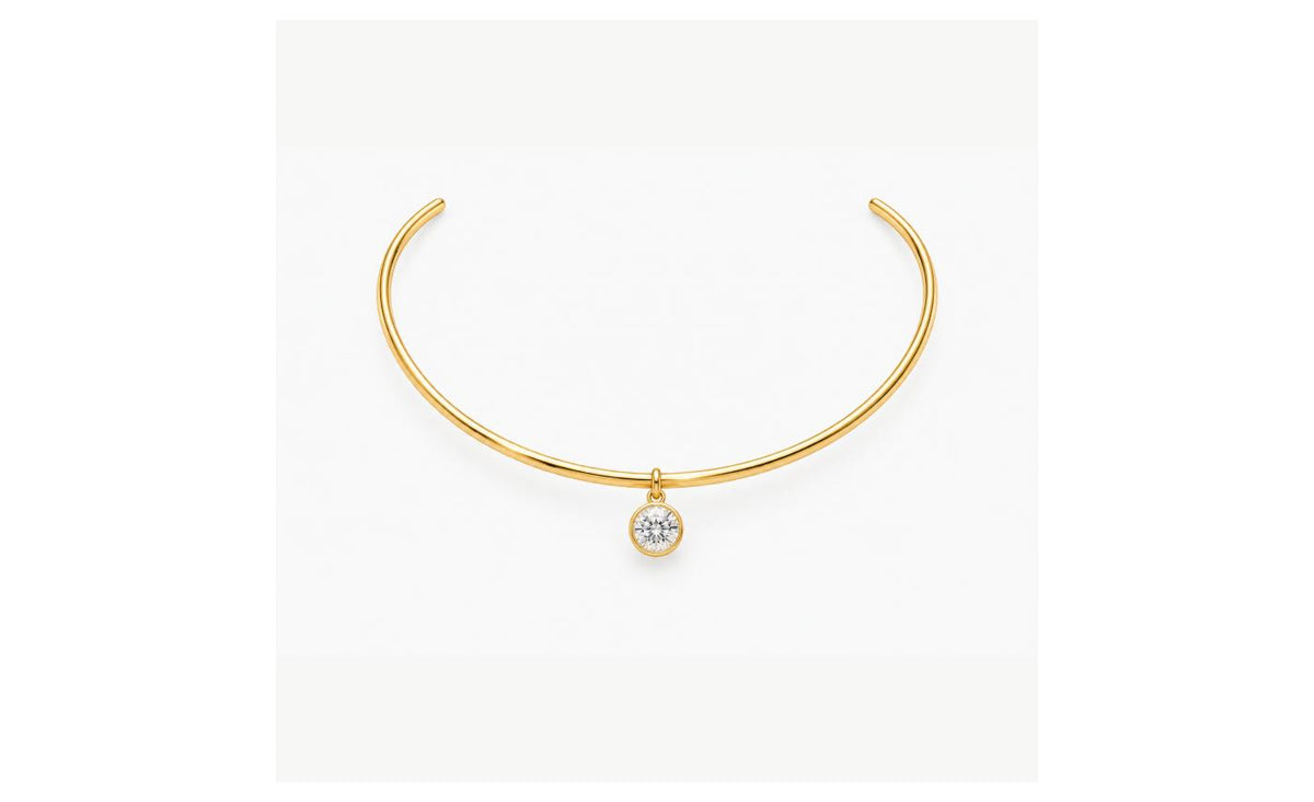 Waterproof Gold Teardrop Zircon Pendant Necklace