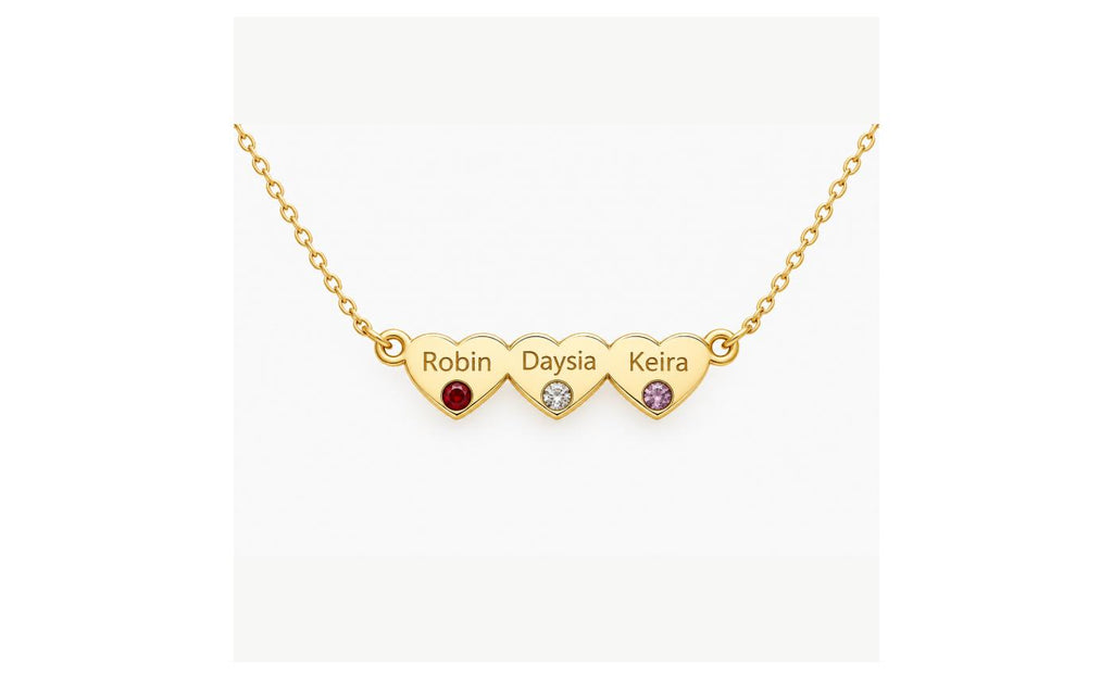 Waterproof Personalized Custom Name Necklace with Birthstone Heart Pendant