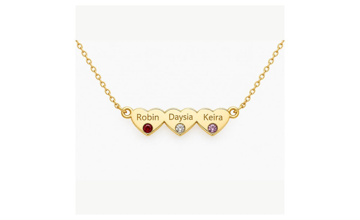 Waterproof Personalized Custom Name Necklace with Birthstone Heart Pendant